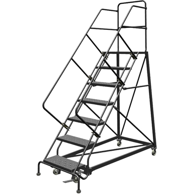 Safety Slope Rolling Ladder, 7 Steps, Perforated, 50° Incline, 70" High
