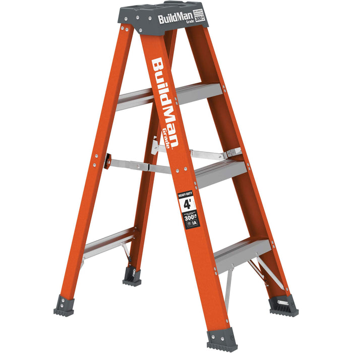 BuildMan® Step Ladder, 4', Fibreglass, 300 lbs. Capacity, Type 1A