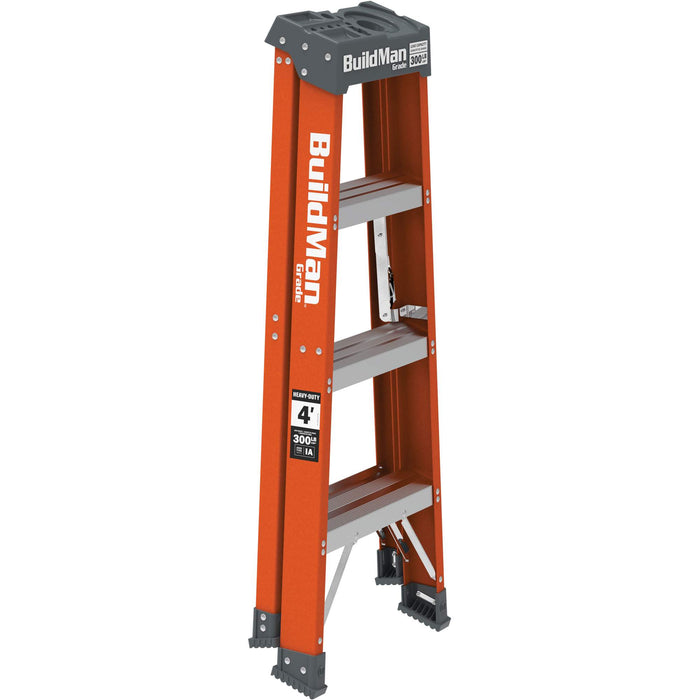 BuildMan® Step Ladder, 4', Fibreglass, 300 lbs. Capacity, Type 1A