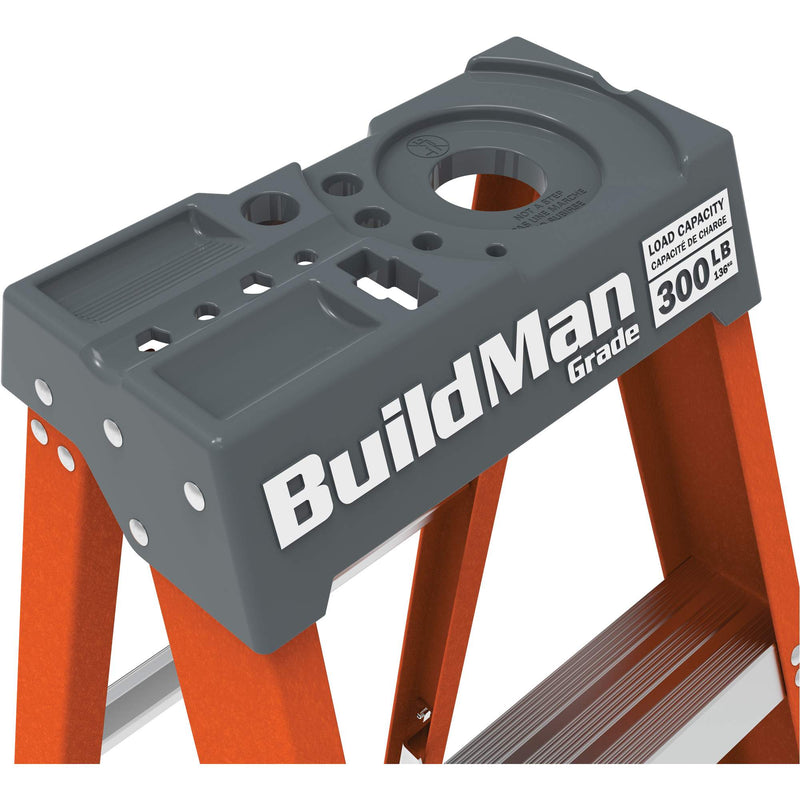 BuildMan® Step Ladder, 4', Fibreglass, 300 lbs. Capacity, Type 1A