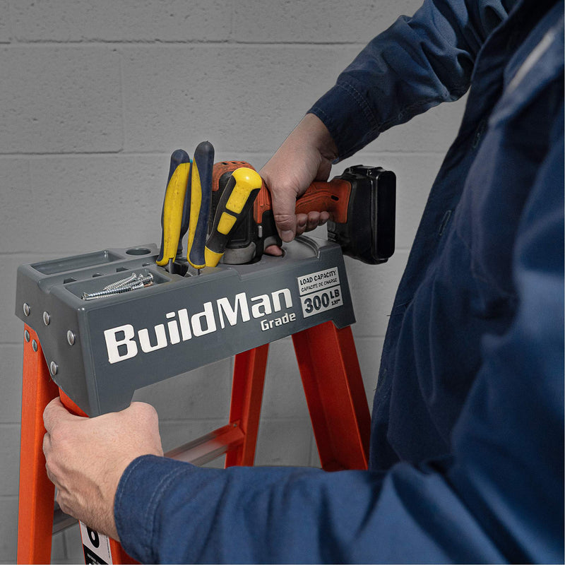 BuildMan® Step Ladder, 6', Fibreglass, 300 lbs. Capacity, Type 1A