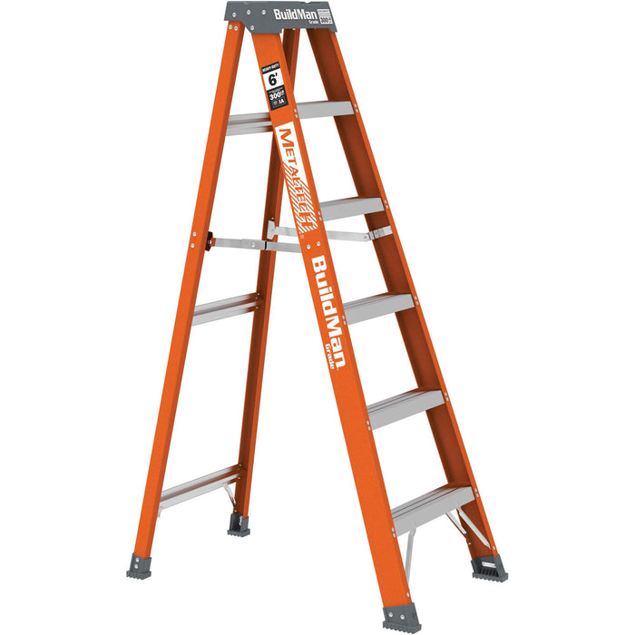BuildMan® Step Ladder, 6', Fibreglass, 300 lbs. Capacity, Type 1A