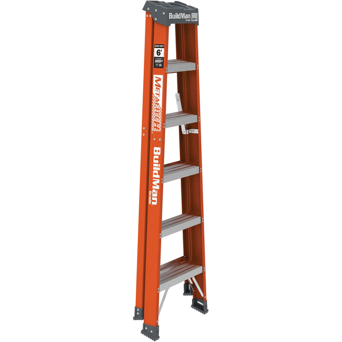 BuildMan® Step Ladder, 6', Fibreglass, 300 lbs. Capacity, Type 1A