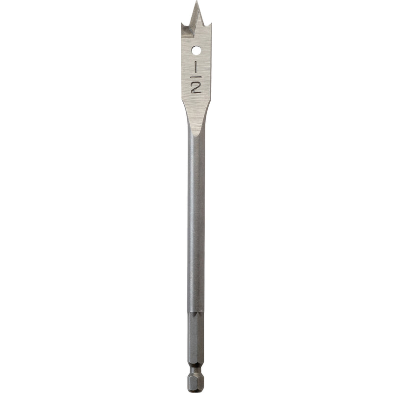 Flat Boring Bit, 1/2" Diameter, 1/4" Hex Shank, 6" Length