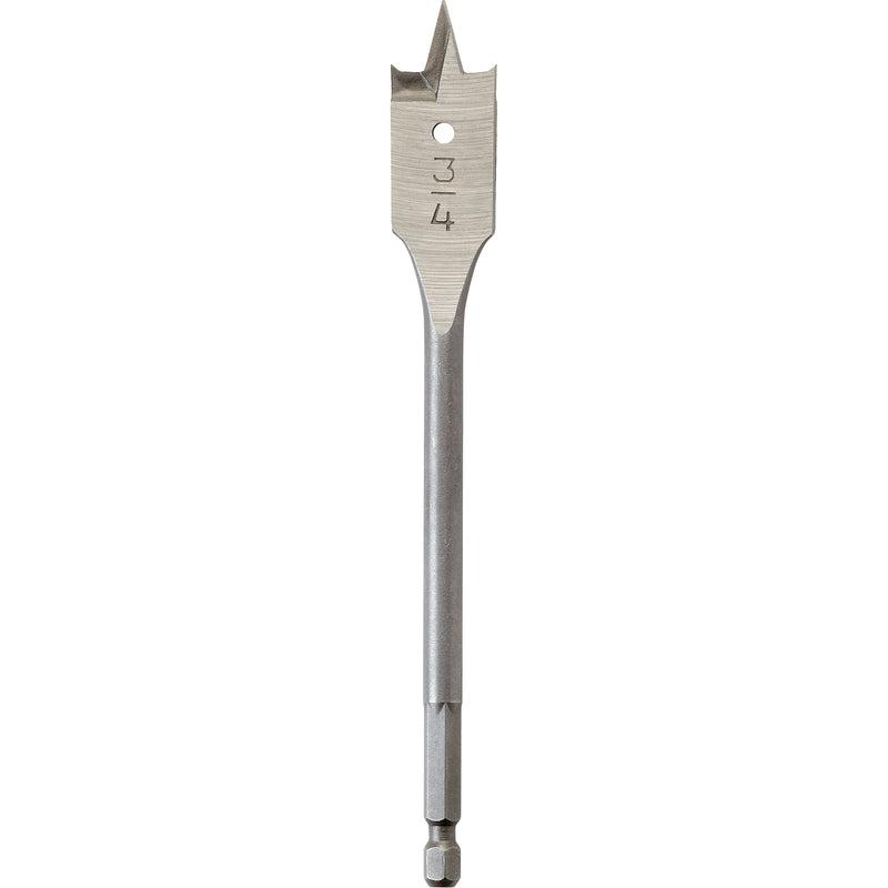 Flat Boring Bit, 3/4" Diameter, 1/4" Hex Shank, 6" Length