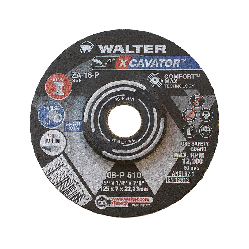 XCAVATOR™ Grinding Wheel, 5" x 1/4", 7/8"/5/8"-11 Arbor, Zirconium, Type 27