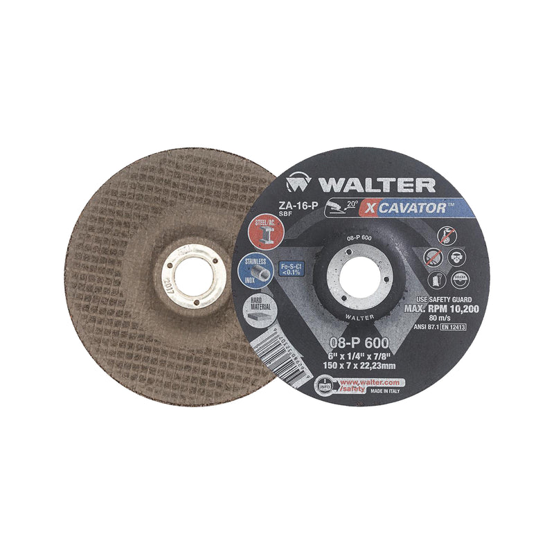 XCAVATOR™ Grinding Wheel, 6" x 1/4", 7/8" Arbor, Zirconium, Type 27