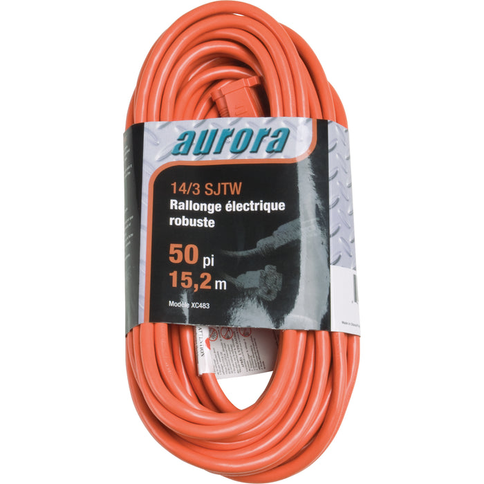 Vinyl Extension Cord, Outdoor, SJTW, 14/3 AWG, 15 A, 50'