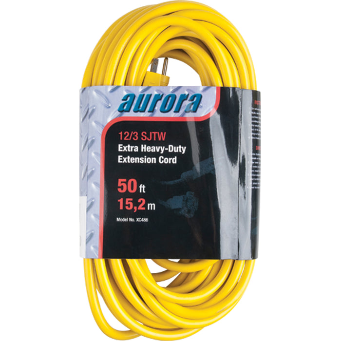 Vinyl Extension Cord, Outdoor, SJTW, 12/3 AWG, 15 A, 50'