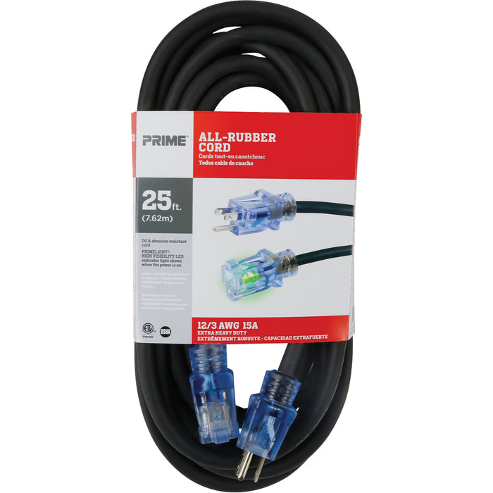All-Rubber™ Extension Cord, Outdoor, SJOOW, 12/3 AWG, 15 A, 25'