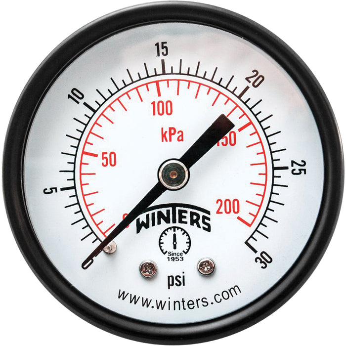 Economy Pressure Gauge, 2" , 0 - 30 psi, Back Mount, Analogue