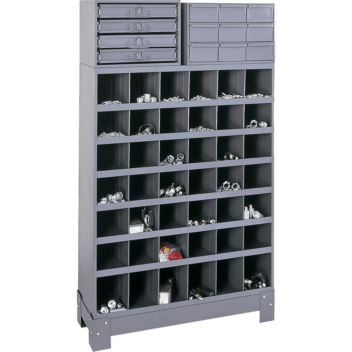 Modular Small Parts Storage Unit, Steel, 13 Drawers, 33-3/4