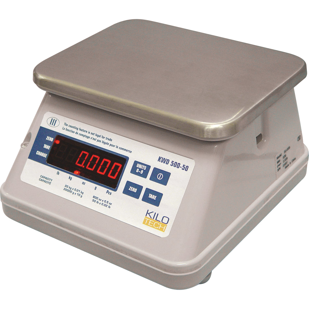 Digital Bench Top Scale With Dual Display, 44 lbs. / 20 kg Cap., 0.02 ...
