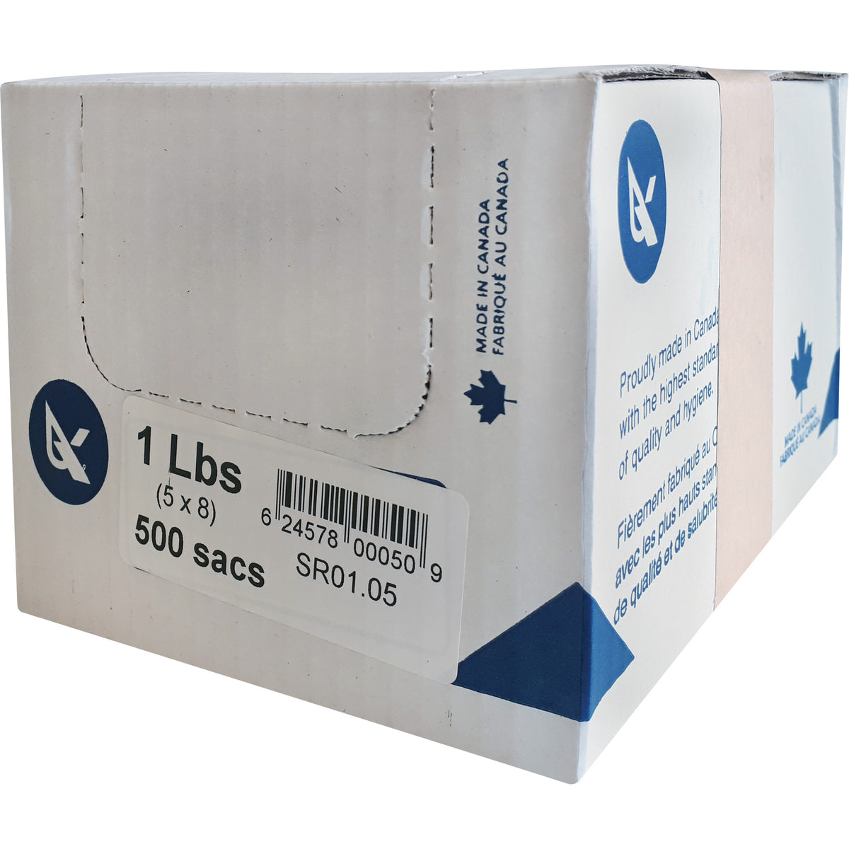 SR Series Food Packaging Bulk Pound Bags, Open Top, 13-1/2" x 5", 0.85 ...