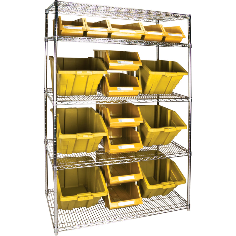 Heavy-Duty Wire Shelving Units with Storage Bins