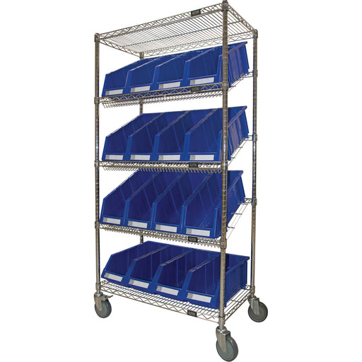 Slanted Wire Shelf Cart with Bins