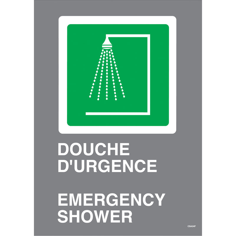 "Douche d'urgence / Emergency Shower" CSA Safety Sign