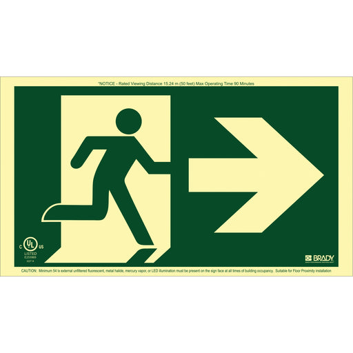 BradyGlo® Running Man Exit Sign with Right Arrow