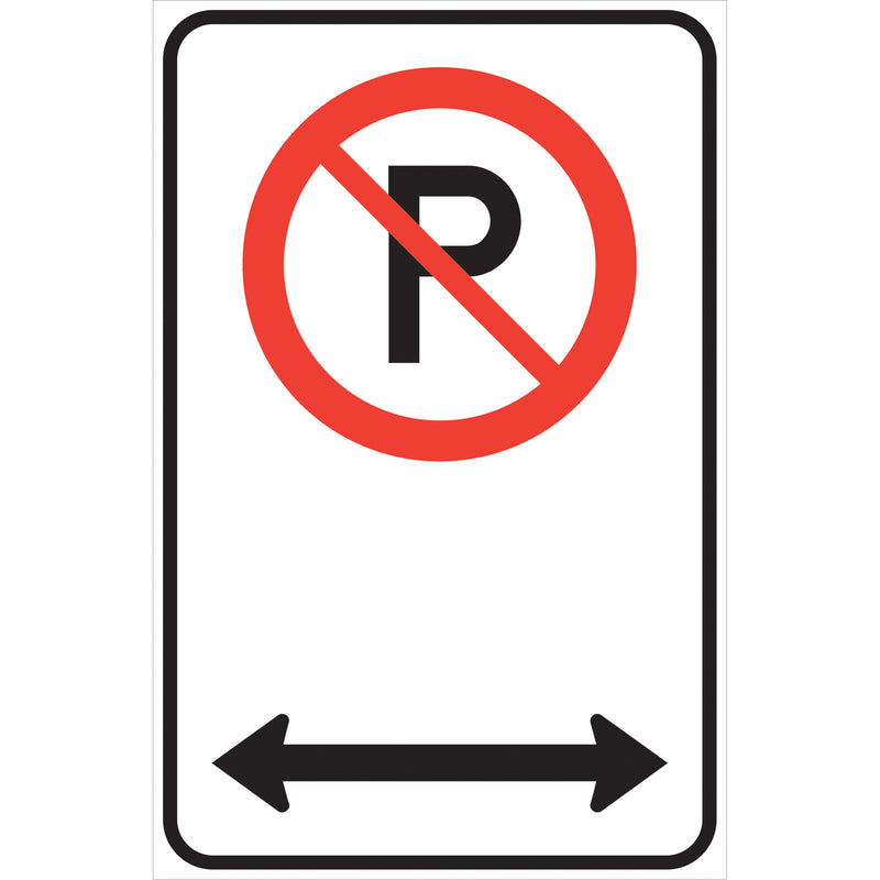 No Parking Traffic Sign with Directional Arrows