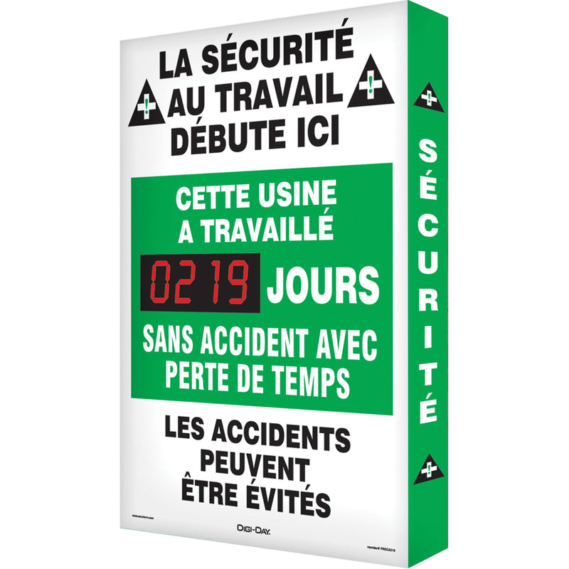 "Jours sans accident" Digi-Day® 3 Electronic Signal Scoreboard