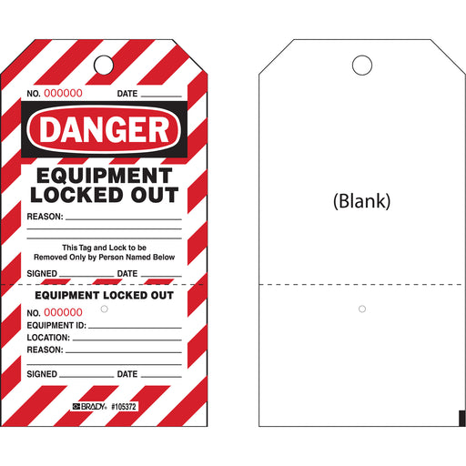 "Danger Equipment Locked Out" Two-Part Perforated Tags