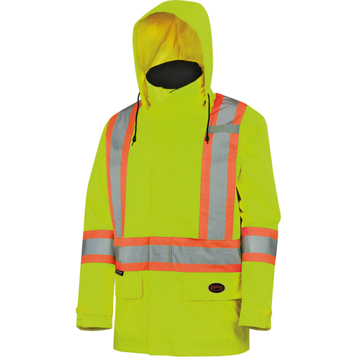 High-Visibility Lightweight Waterproof Safety Jacket with Detachable Hood