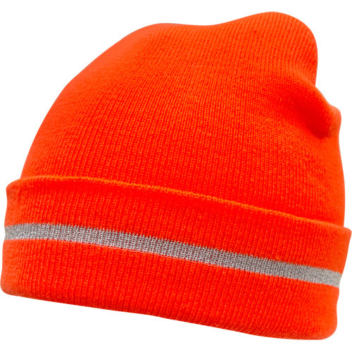 High Visibility Orange Knit Hat with Reflective Stripe