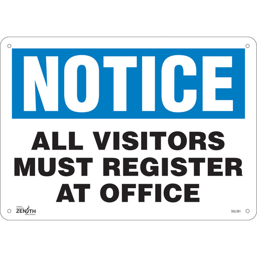 "All Visitors Must Register" Sign