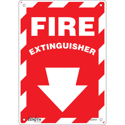 "Fire Extinguisher" with Down Arrow Sign