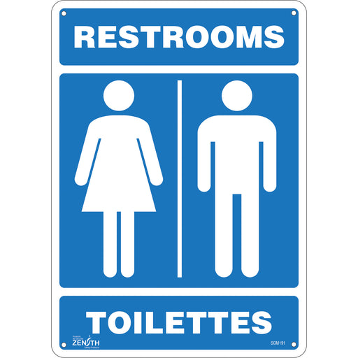 "Restrooms - Toilettes" Sign