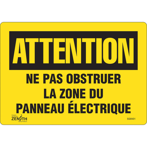 "Zone du Panneau Électrique" Sign