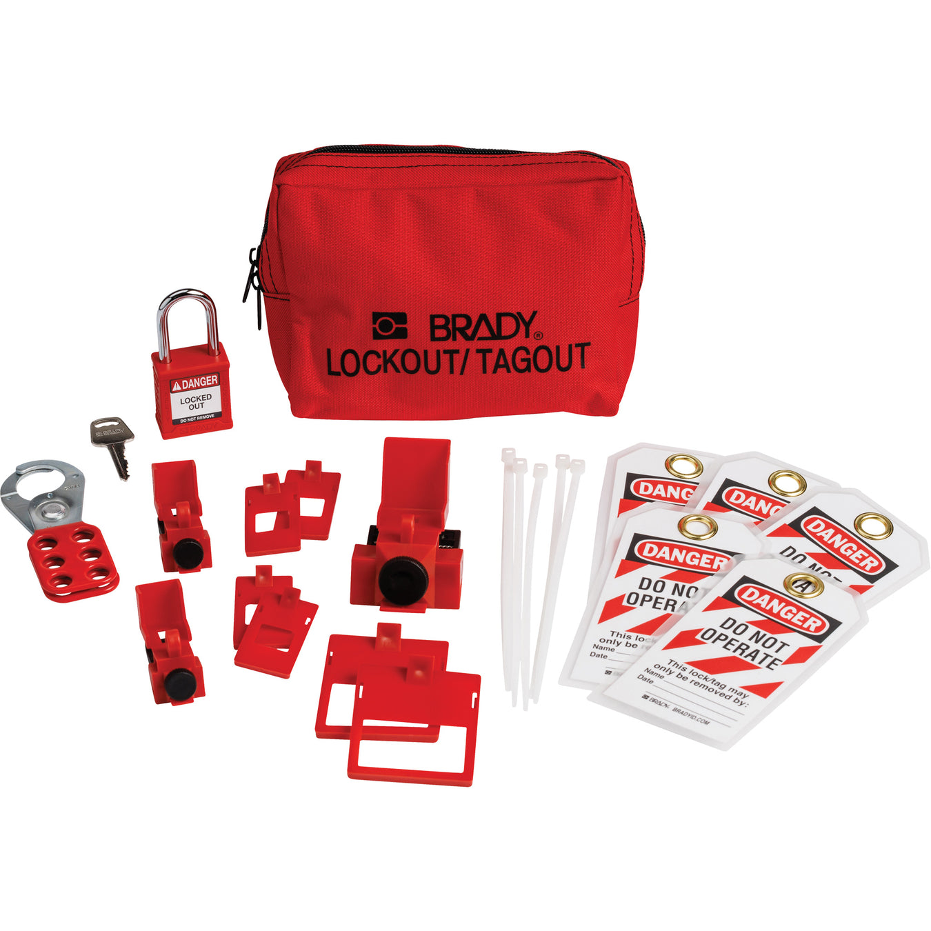 Electrical Lockout Tagout Kit with Nylon Safety Padlock in Pouch