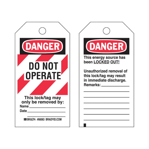 "Do Not Operate" Lock-Out Tag