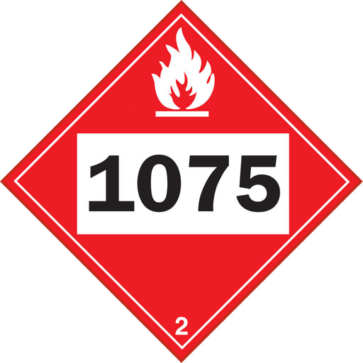 1075 Liquefied Petroleum Flammable Gas TDG Placard
