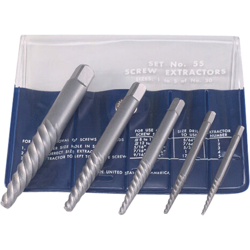 Screw Extractors - Screw Extractor Set in Fold-Up Pouch