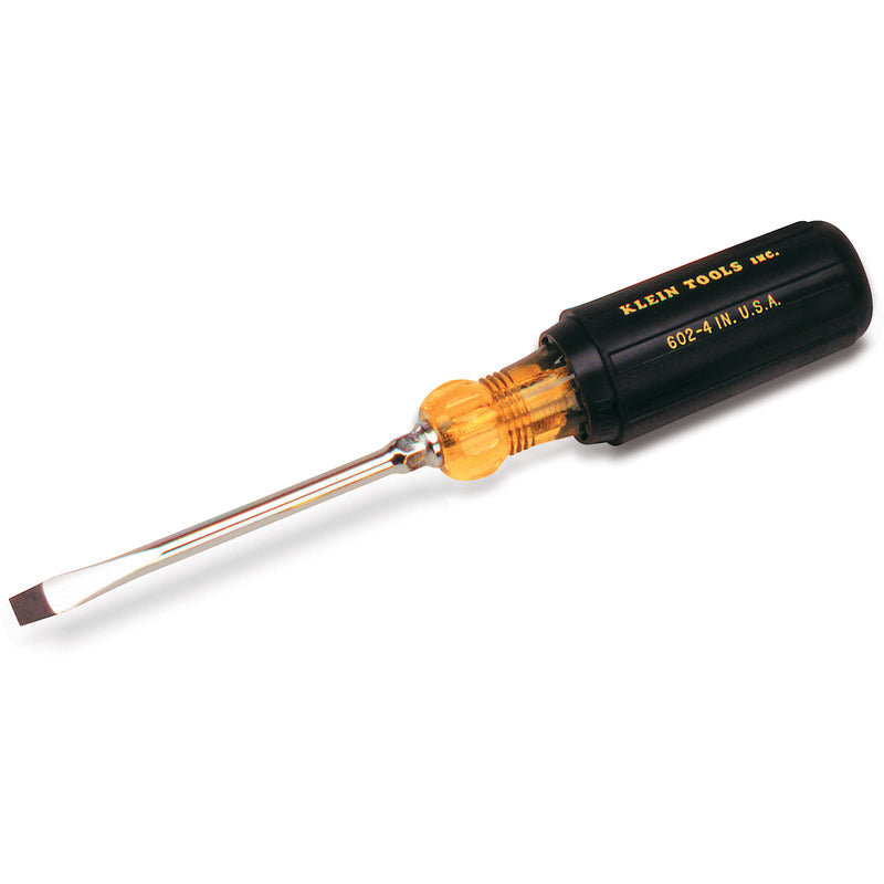 Klein® Cushion-Grip Screwdrivers-Heavy-Duty Round Shank, Slot Keystone Tip