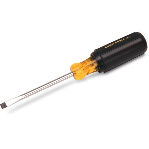 Klein® Cushion-Grip Screwdrivers-Heavy-Duty Round Shank, Slot Cabinet Tip