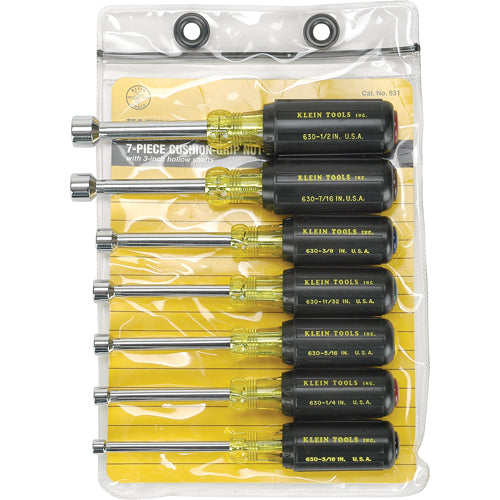7-Pc Cushion Grip Nut Driver Sets-3" SHAFTS