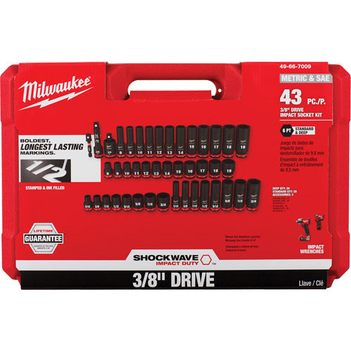 Shockwave™ Impact Duty™ 3/8" Drive SAE & Metric Deep 6 Point Socket Set