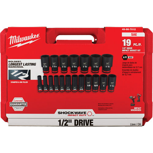 Shockwave™ Impact Duty™ 1/2" Drive SAE Deep 6 Point Socket Set