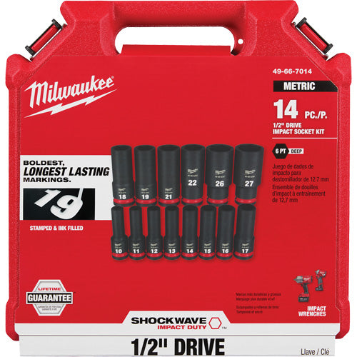 Shockwave™ Impact Duty™ 1/2" Drive Metric Deep 6 Point Socket Set