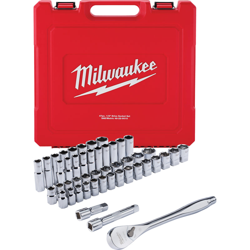 47 Piece SAE & Metric Ratchet & Socket Set
