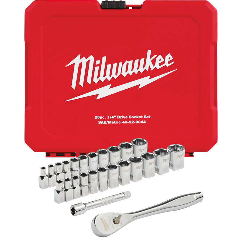 25 Piece Metric & SAE FOUR FLAT™ Sides Ratchet & Socket Set