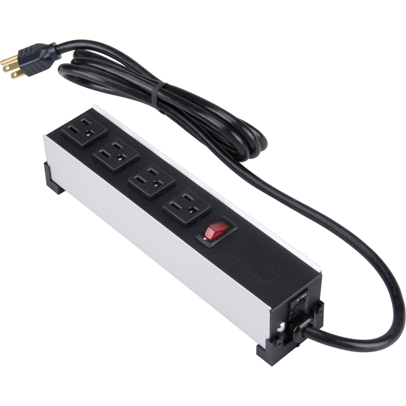 Power Bar 4 Indoor Outlet Brushed Alum. Black Fa